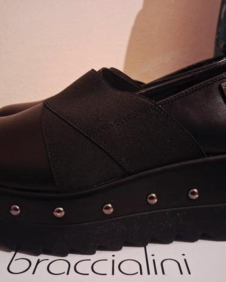 Scarpe Braccialini Nere Zeppa Borchie