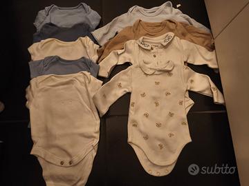 body manica lunga e manica corta neonato 1/3 mesi