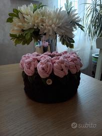 cestino in fettuccia ad uncinetto 