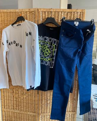 Magliette manica lunga cotone e paltalone slim fit