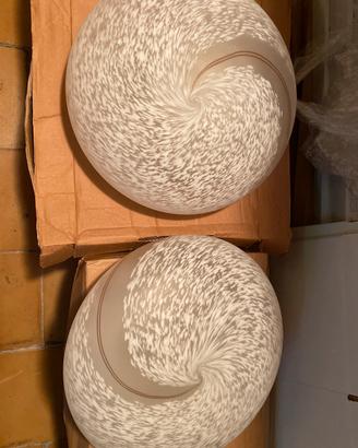Coppia di plafoniere in vetro di murano