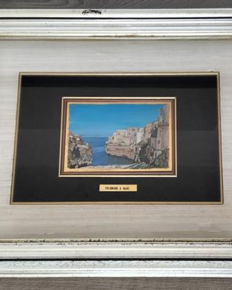 Quadro Polignano a Mare - olio su foglia oro 23 Kt