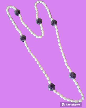 Collana perle di fiume viola