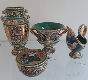 1950/60 Set ceramica GIALLETTI DERUTA mosaico oro