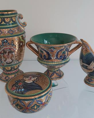 1950/60 Set ceramica GIALLETTI DERUTA mosaico oro