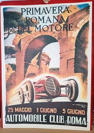 Locandina automobilismo vintage Roma