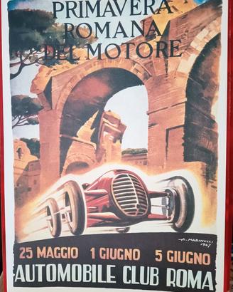 Locandina automobilismo vintage Roma