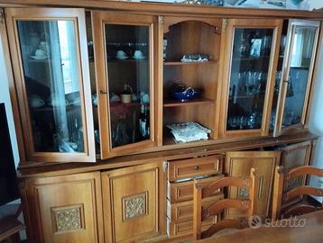 Credenza da sala in legno massello, 5 ante