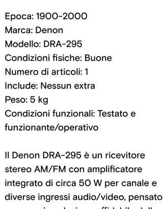 amplificatore denon dra 295