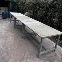 TAVOLI GIARDINO PIETRA SERENA E ACCIAIO ZINCATO