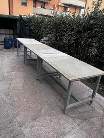 TAVOLI GIARDINO PIETRA SERENA E ACCIAIO ZINCATO