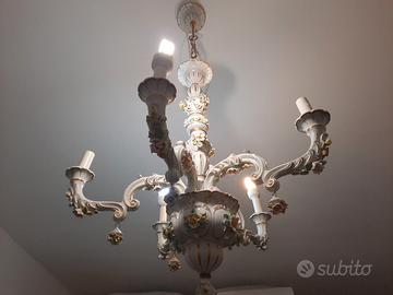 Lampadario porcellana capodimonte.