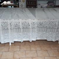 coppia di tende pizzo sintetico bianco disegnato