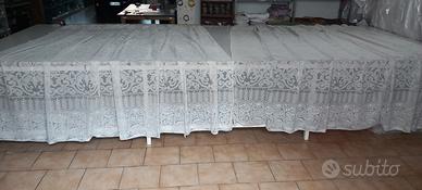 coppia di tende pizzo sintetico bianco disegnato