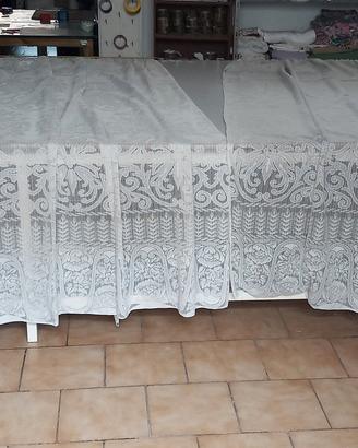 coppia di tende pizzo sintetico bianco disegnato