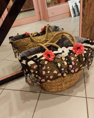 Borsa paglia E. Biffoli nuova con etichetta
