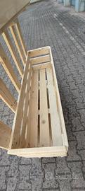Fioriera legno massello -Doppia vasca, ruote, telo