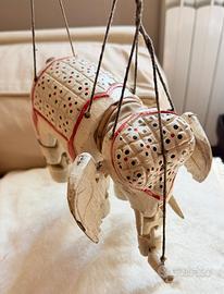 Elefante marionetta vintage in legno