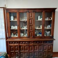 Vetrina in legno e vetro stile spagnolo, Vintage