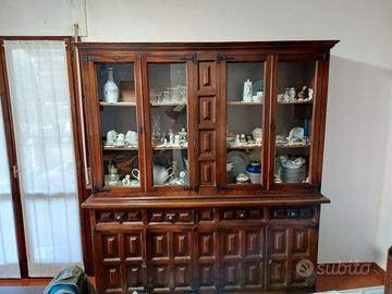 Vetrina in legno e vetro stile spagnolo, Vintage