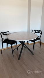 Tavolo rotondo Ø110 marmo bianco laminato – Nuovo