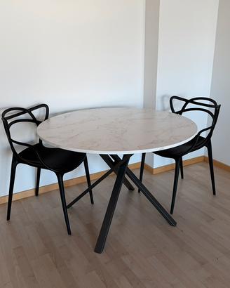 Tavolo rotondo Ø110 marmo bianco laminato – Nuovo