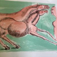 Bruno Cassinari litografia cavalli