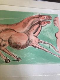 Bruno Cassinari litografia cavalli