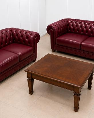 Salotto Chesterfield in pelle + Tavolino