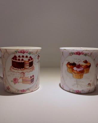 Set di tazze shabby schic con pasticcini tortr