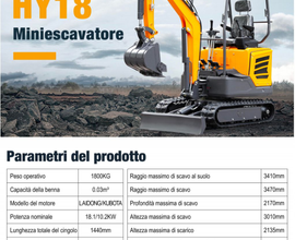 Mini escavatore 18 quintali