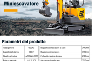 Mini escavatore 18 quintali