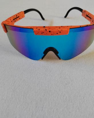 Occhiali sportivi arancione effetto splatter