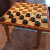 Tavolo scacchiera in legno