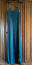 abito donna, lungo, elegante, nero / argento