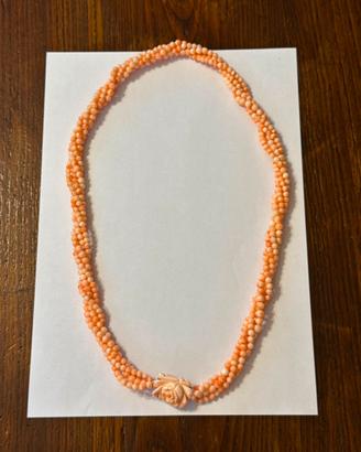 Collana corallo rosa antica 3 fili