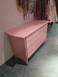 Cassettiera vintage rosa di design anni ’80