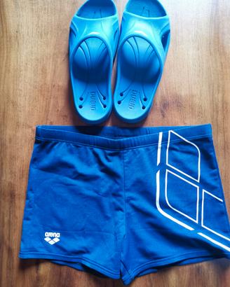 SET bimbo ARENA costume nuoto e ciabatte tg 10anni