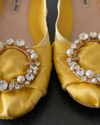 Barteine Miu Miu in seta con cristslli