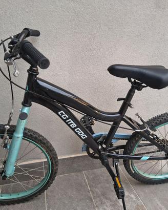 Mountain bike raggio 20 nera e verde acqua