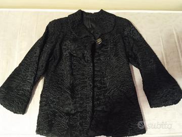 Giacca Pelliccia Astrakan Nero Vintage