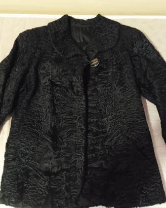Giacca Pelliccia Astrakan Nero Vintage