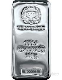 Lingotto argento 999/1000 da 500 g
