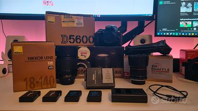 Nikon D5600 . Nikon 18-140mm,Jintu 85mm,5 batterie