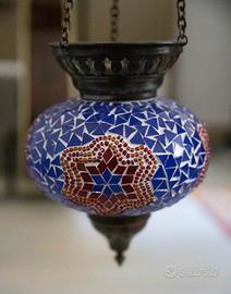 Lanterna marocchina artigianale in vetro mosaico