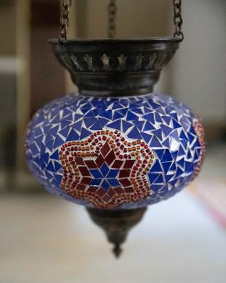 Lanterna marocchina artigianale in vetro mosaico