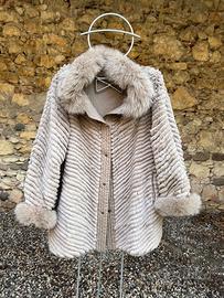 Pelliccia Rex Rabbit & Silver Fox NUOVA Tg 42
