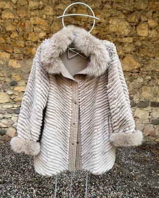 Pelliccia Rex Rabbit & Silver Fox NUOVA Tg 42