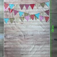 Fondale fotografico Backdrop - legno e bandierine