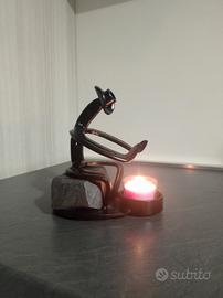 cowboy porta candela  con ferri di cavallo